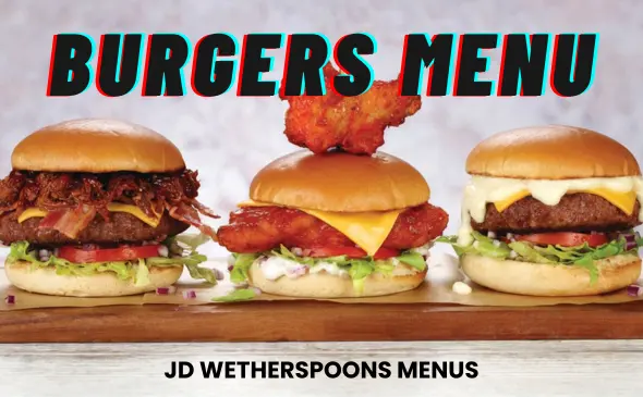 Wetherspoon Burgers Menu